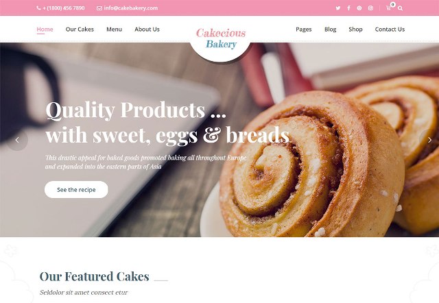 Cakecious | Тема WordPress для кондитерских изделий