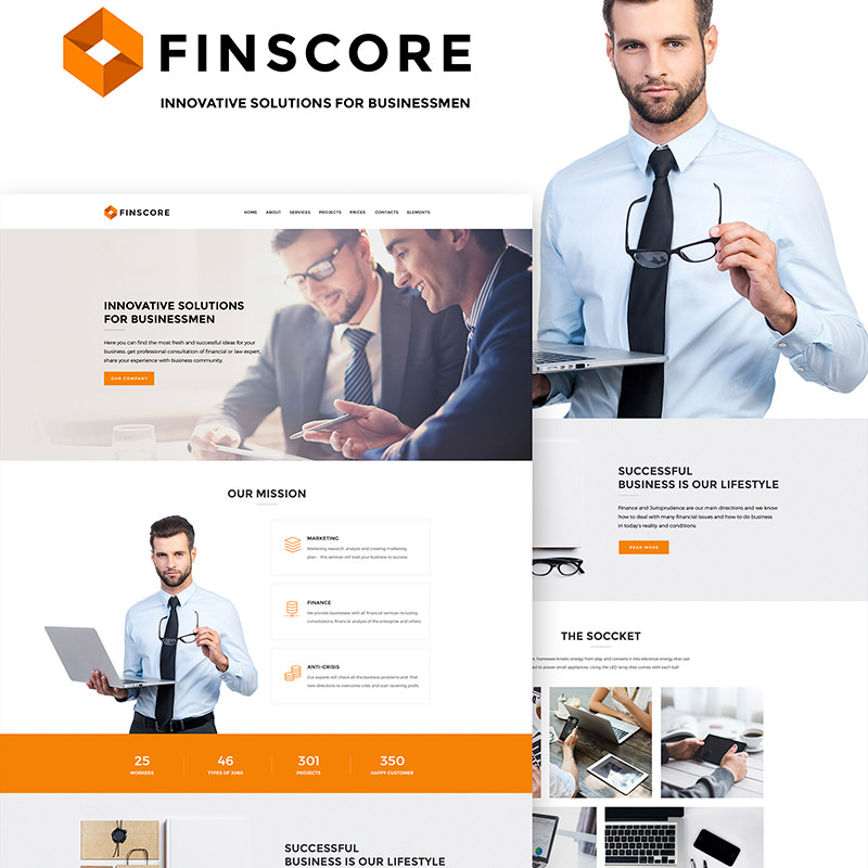 Finscore - адаптивный WordPress шаблон консалтинговой компании