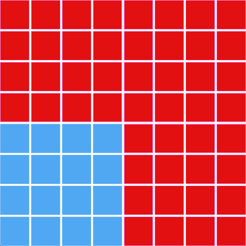 A pink and blue square