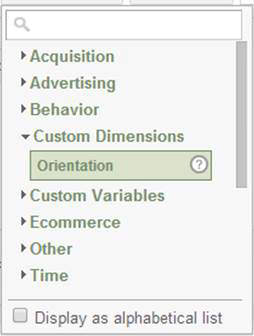 Custom dimensions included in fields list