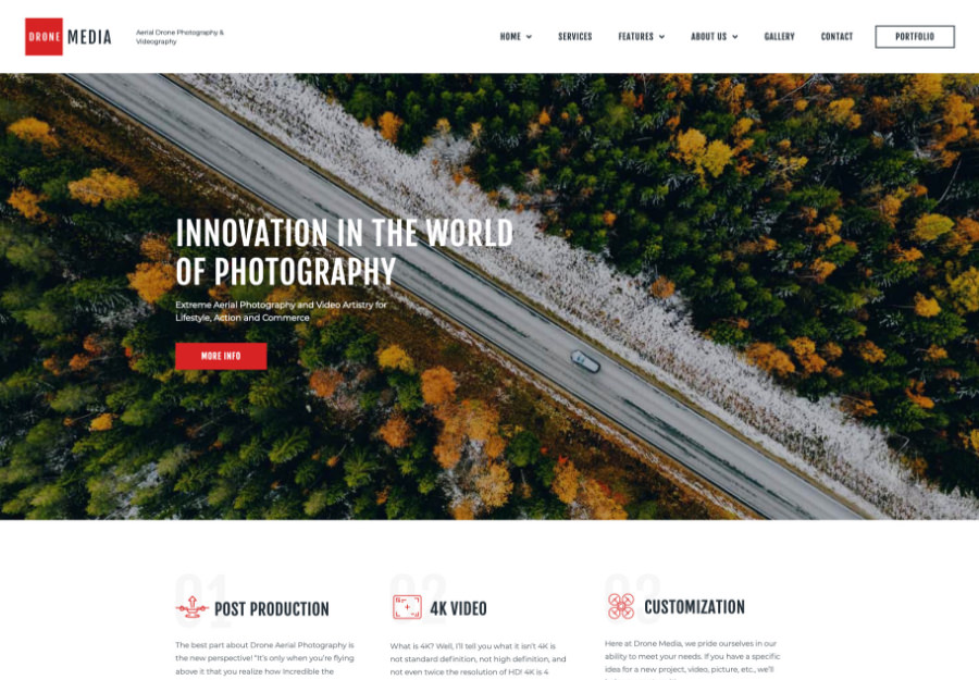 Drone Media - Aerial Photography & Videography Elementor Template Kit