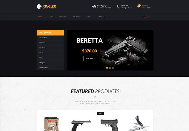 Kingler | Weapon Store & Gun Training WordPress Theme