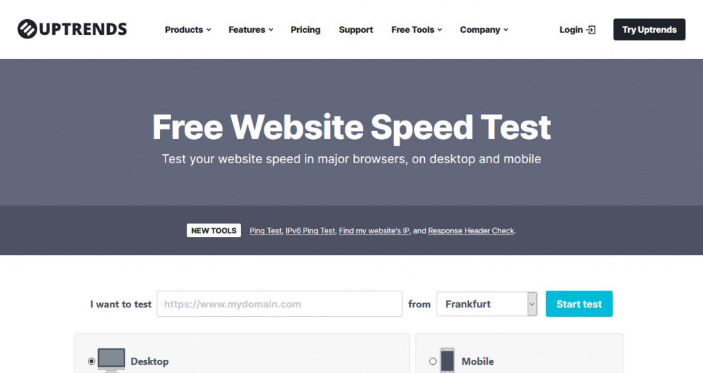pressjitsu uptrends free website speed test