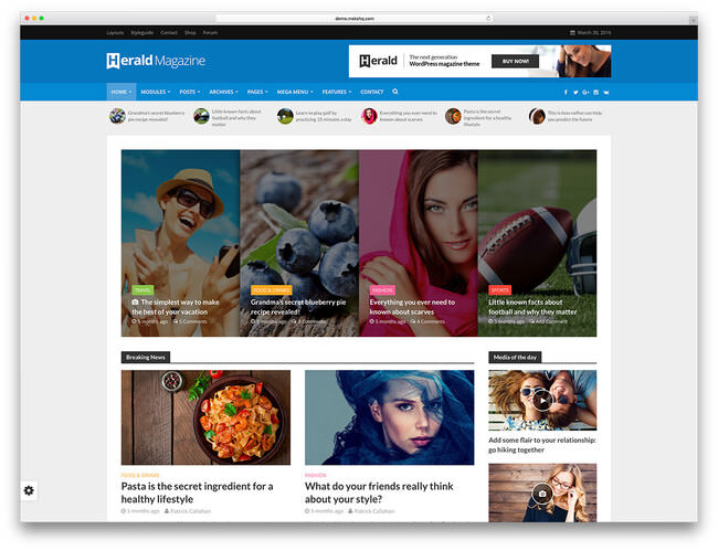 Herald уникальный WordPress шаблон
