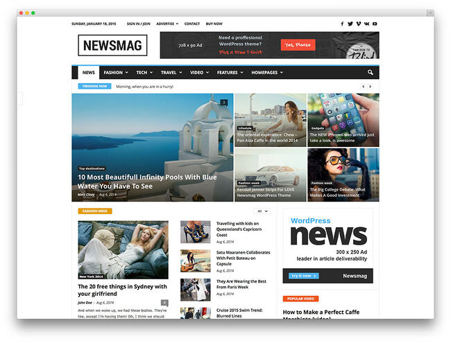newsmag минимальная тема журнала