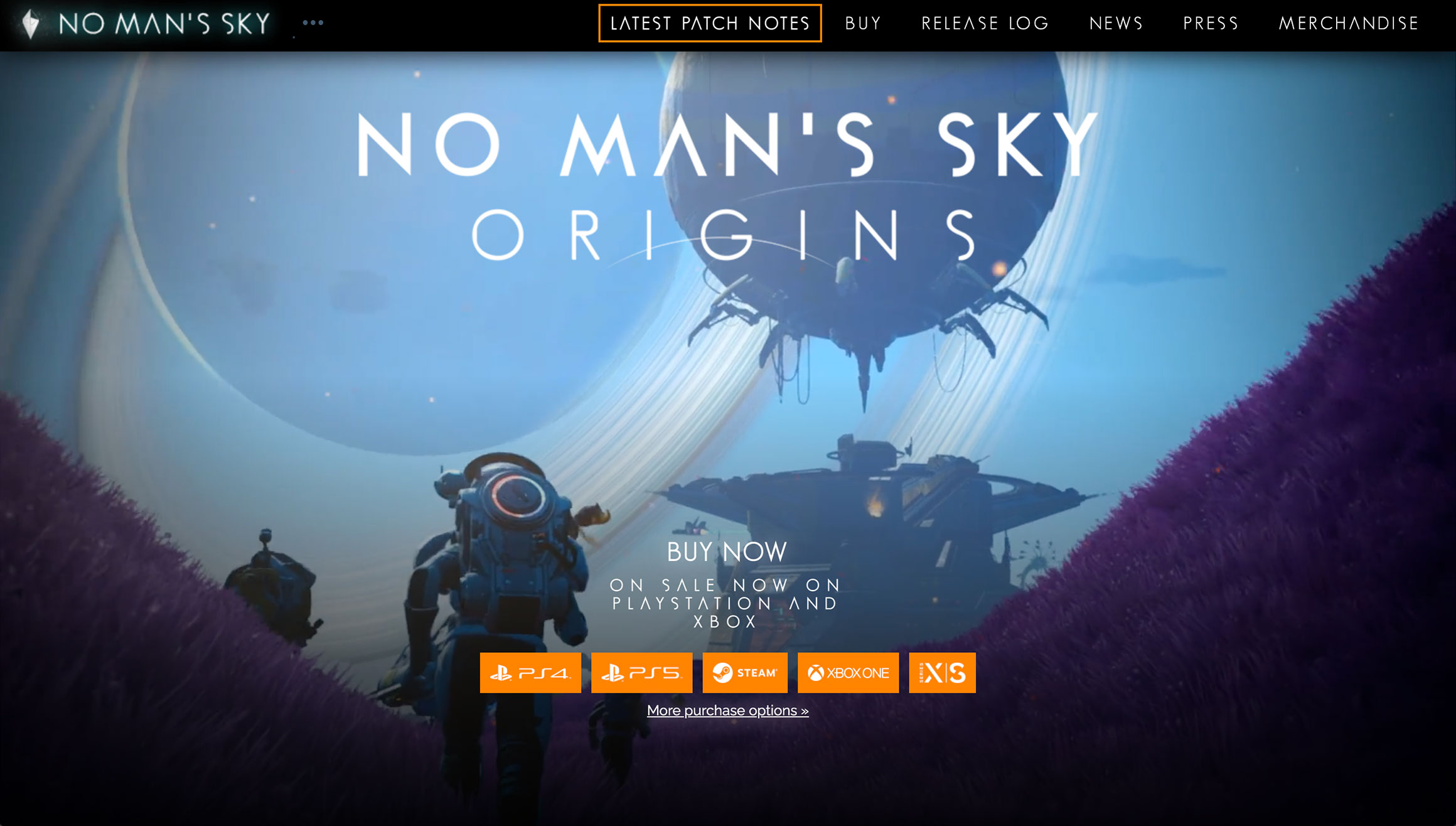 Сайт компьютерной игры No Man's Sky