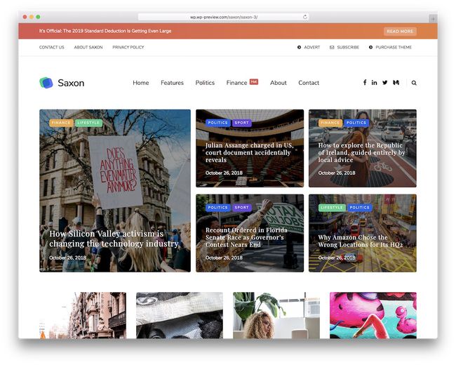 тема wordpress журнала saxon